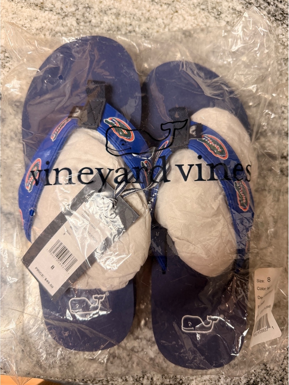 Vineyard Vines Men's Flip Flop Sandals Size 8 Blue Multi